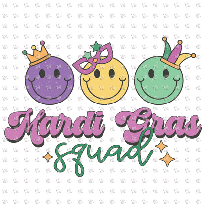 Mardi Gras Squad (Smiley Face) - Mardi Gras - DTF Transfer