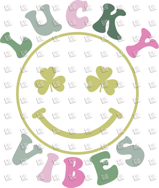 Lucky Vibes (Smiley Clover) - St. Patrick's Day - DTF Transfer