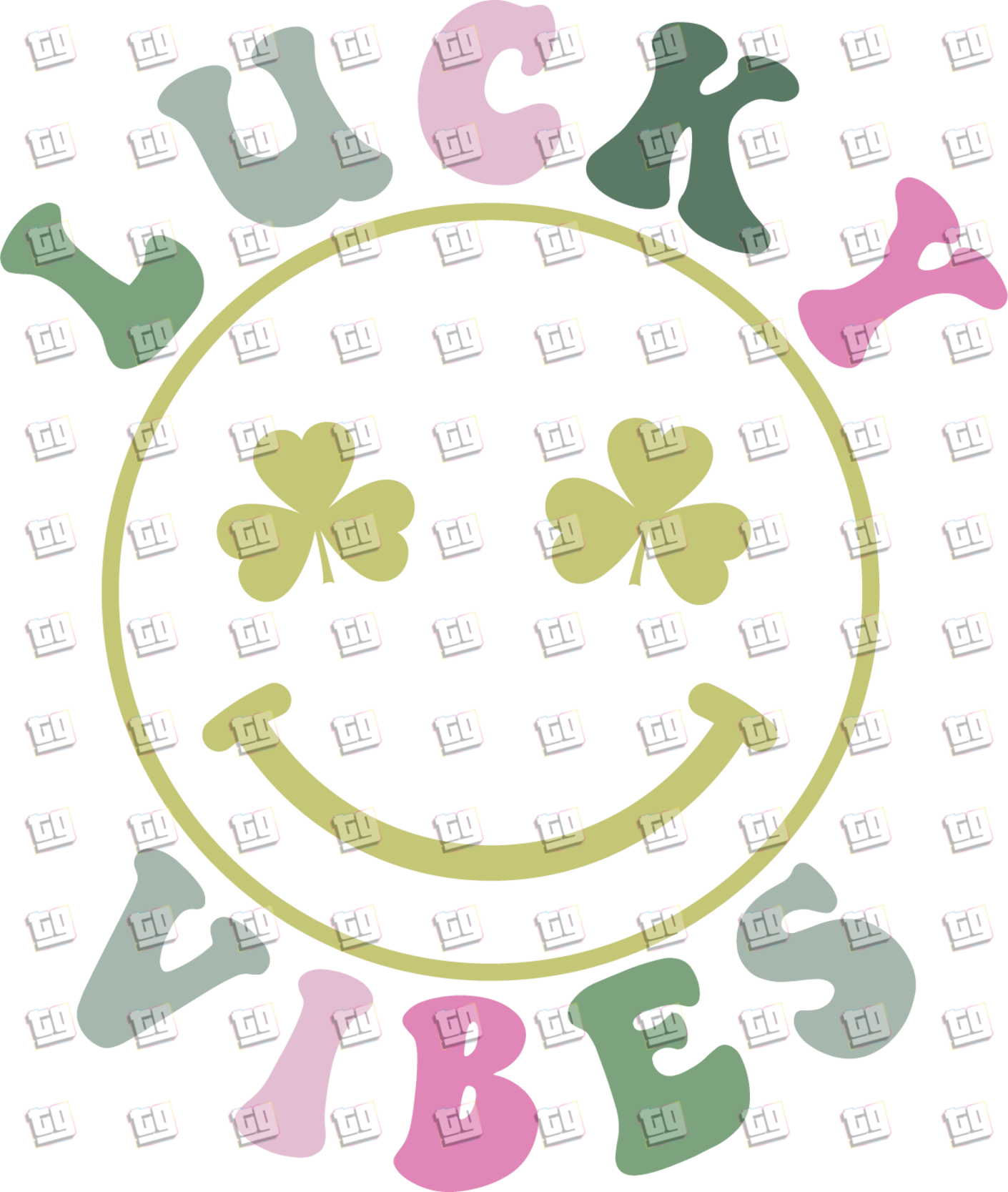 Lucky Vibes (Smiley Clover) - St. Patrick's Day - DTF Transfer