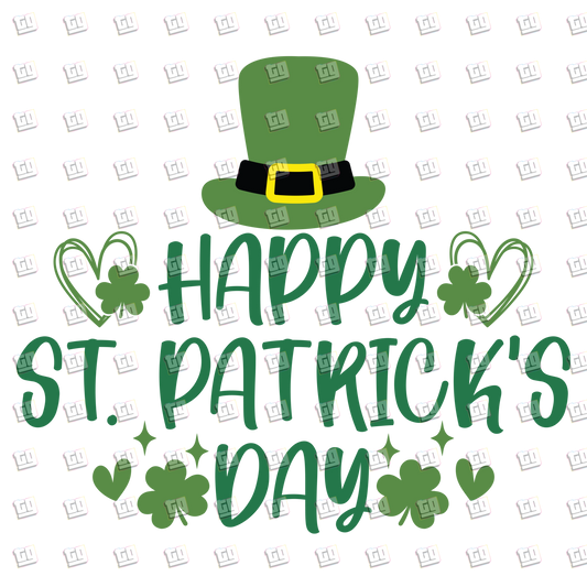 Happy St. Patricks Day Hat- St. Patrick's Day - DTF Transfer