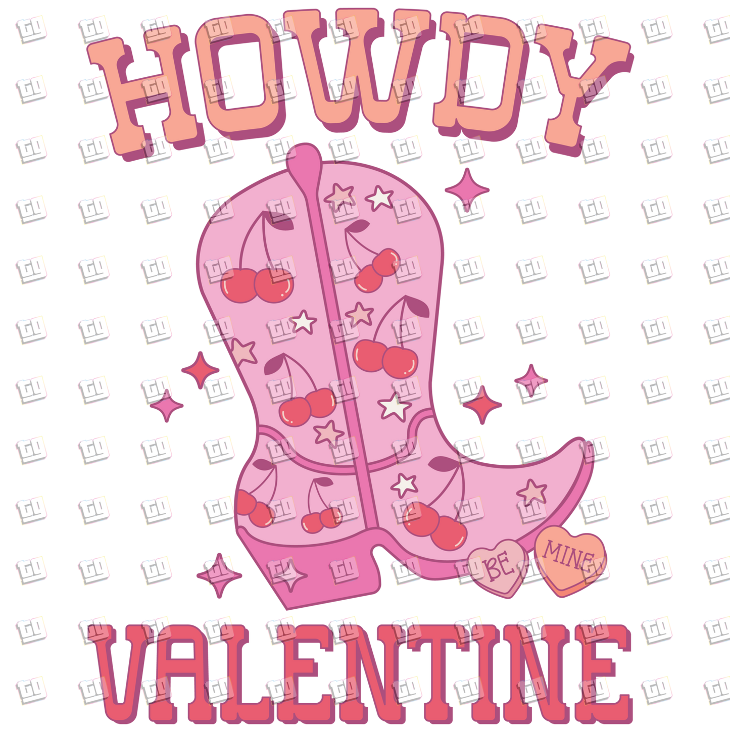 Howdy Western Pink Cowgirl Boot` - Valentines - DTF Transfer