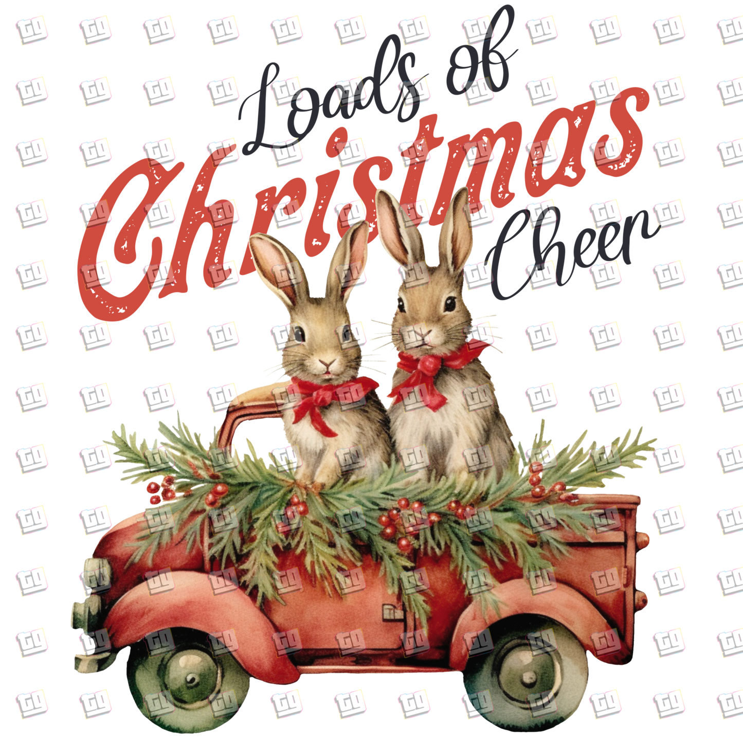 Loads Of Christmas Cheer (Bunnies In A Truck) - Holidays - DTF Transfer