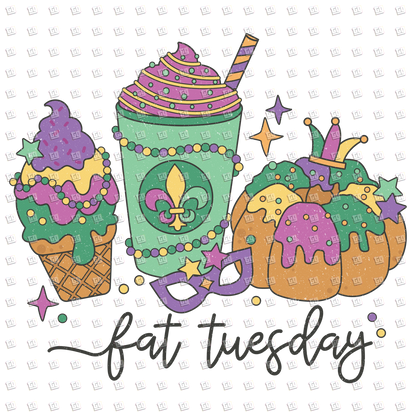 Fat Tuesday (Cone, Cup, and Cake) - Mardi Gras - DTF Transfer