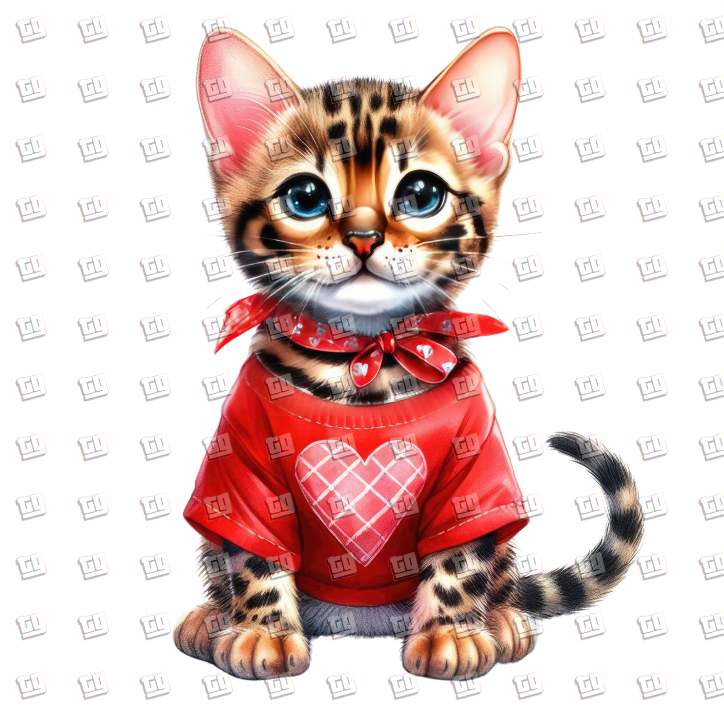 Valentines Cat With A Red Heart Shirt - Valentines - DTF Transfer