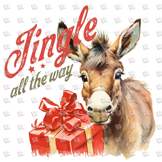 Jingle All The Way (Donkey, Present) - Holidays - DTF Transfer