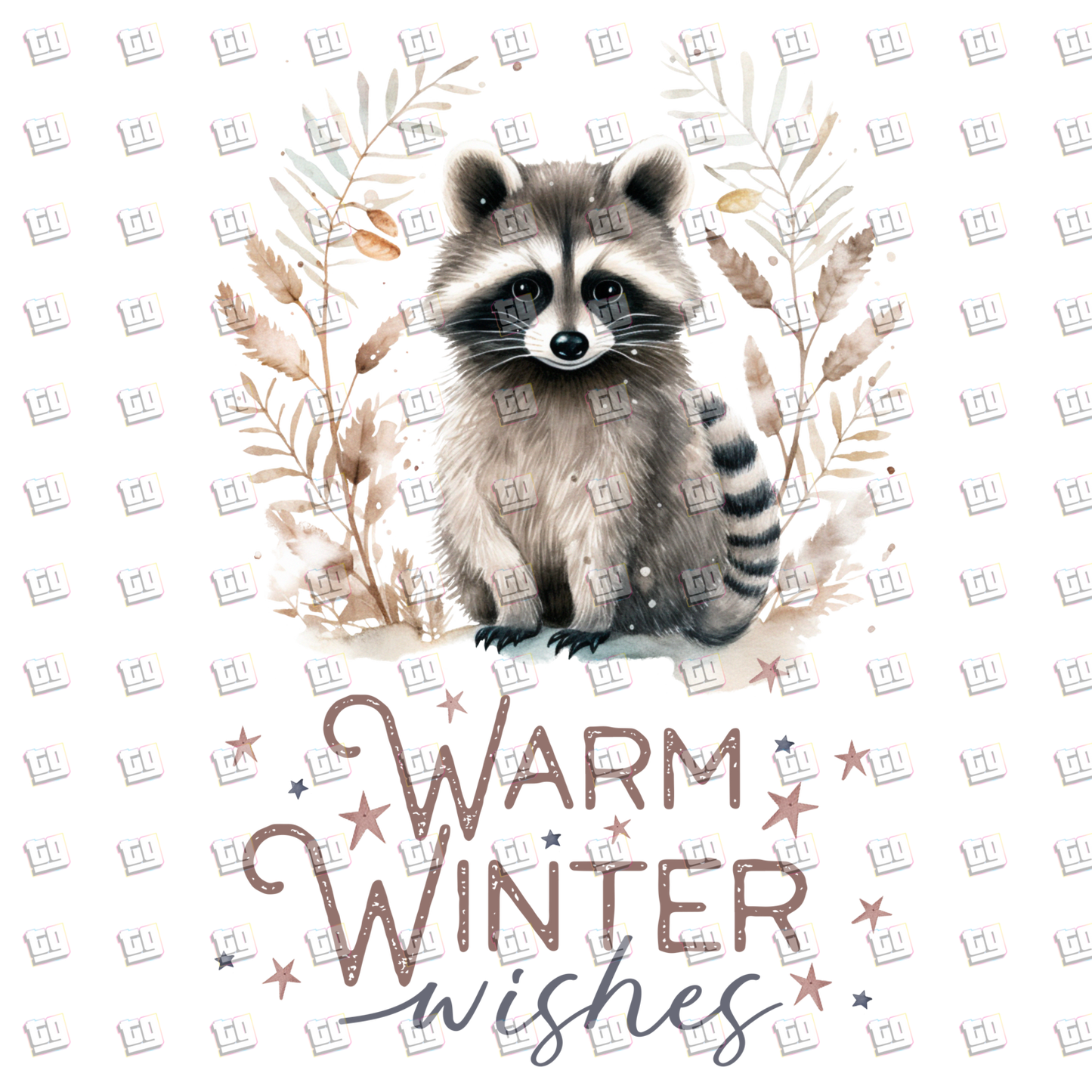 Warm Winter Wishes Raccoon - Holidays - DTF Transfer