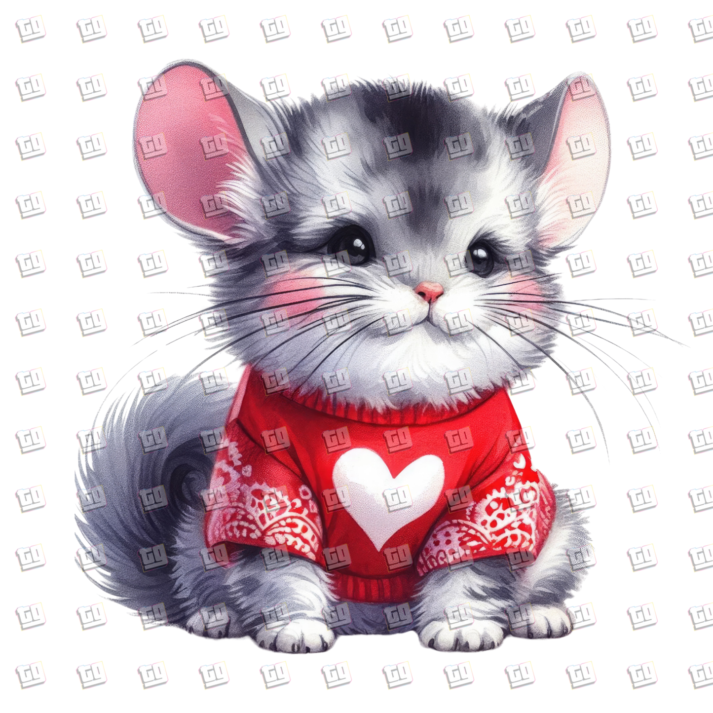 Fat Cute Kitten in Heart Sweater - Valentines - DTF Transfer