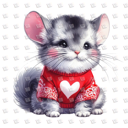 Fat Cute Kitten in Heart Sweater - Valentines - DTF Transfer