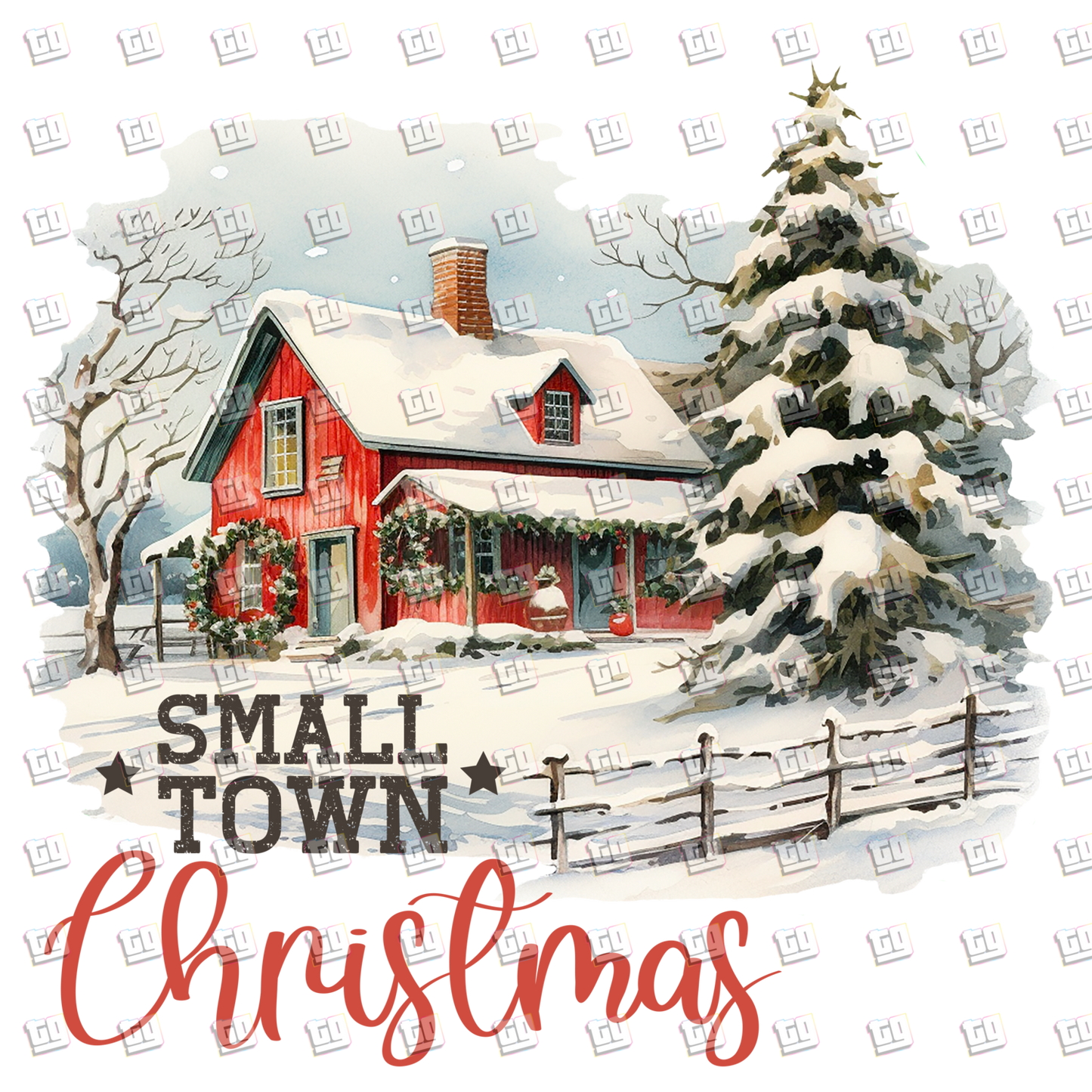 Small Town Christmas Farm (Winter, Snow) - Holidays - DTF Transfer