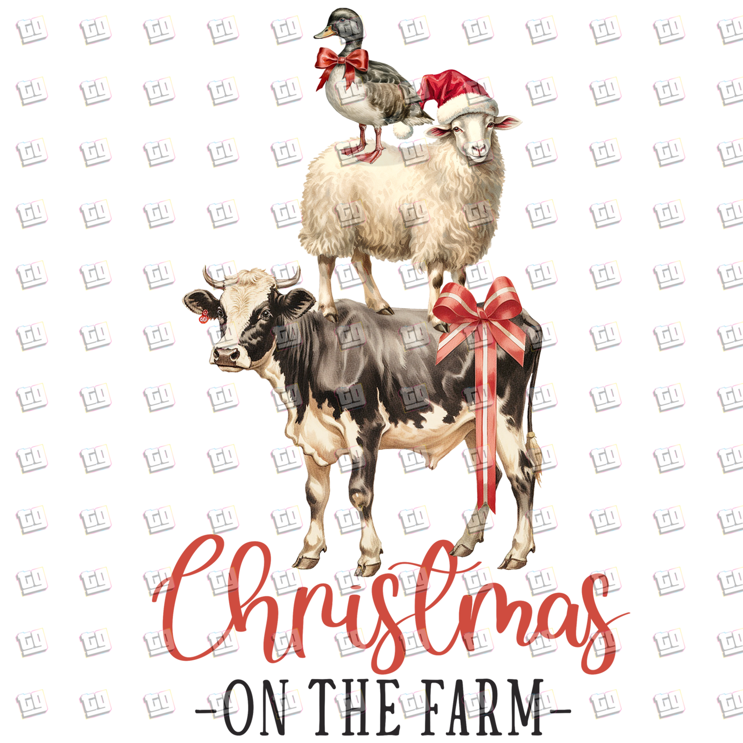 Christmas On The Farm (Duck, Sheep, Cow) - Holidays - DTF Transfer