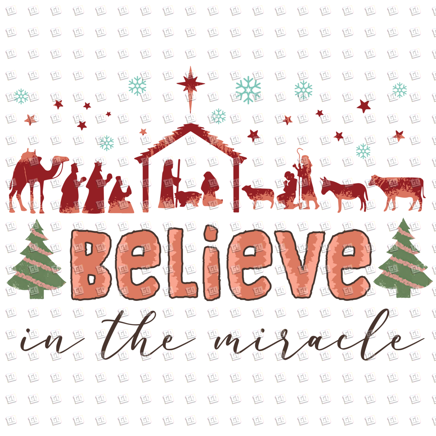 Believe In The Miracle  - Christian Christmas - DTF Transfer