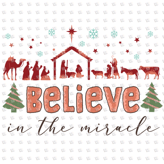 Believe In The Miracle  - Christian Christmas - DTF Transfer