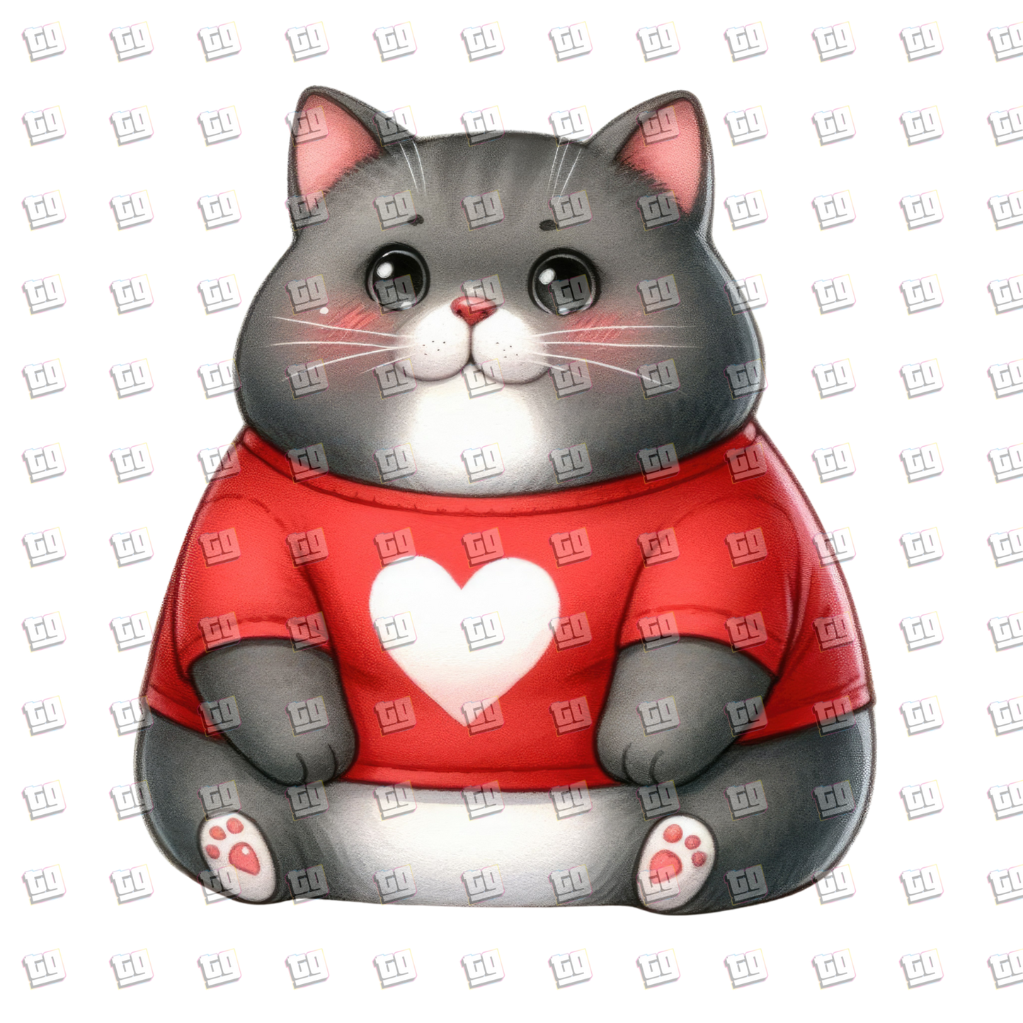 Fat Cat Heart Sweater - Valentines - DTF Transfer