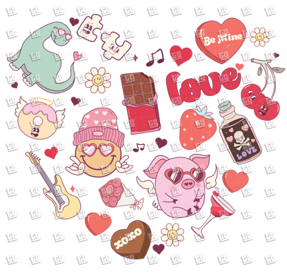Retro Valentines Day Heart Collage - Valentines - DTF Transfer