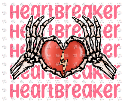 Heartbreaker (Skeleton Hands With Broken Heart) - Valentines - DTF Transfer