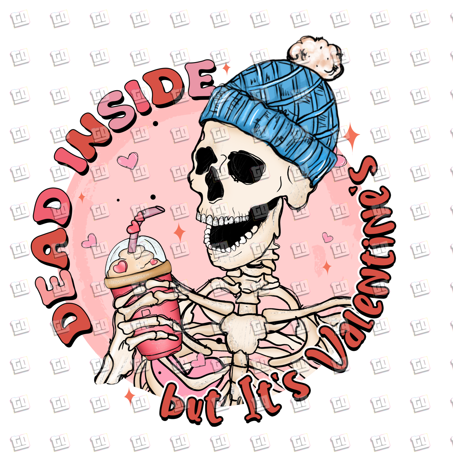 Dead Inside But Its Valentines Skeleton With Coffee In A Hat Vale Transfer Gang