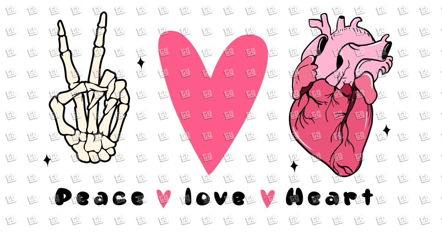 Peace Love Heart Skeleton Fingers - Valentines - DTF Transfer
