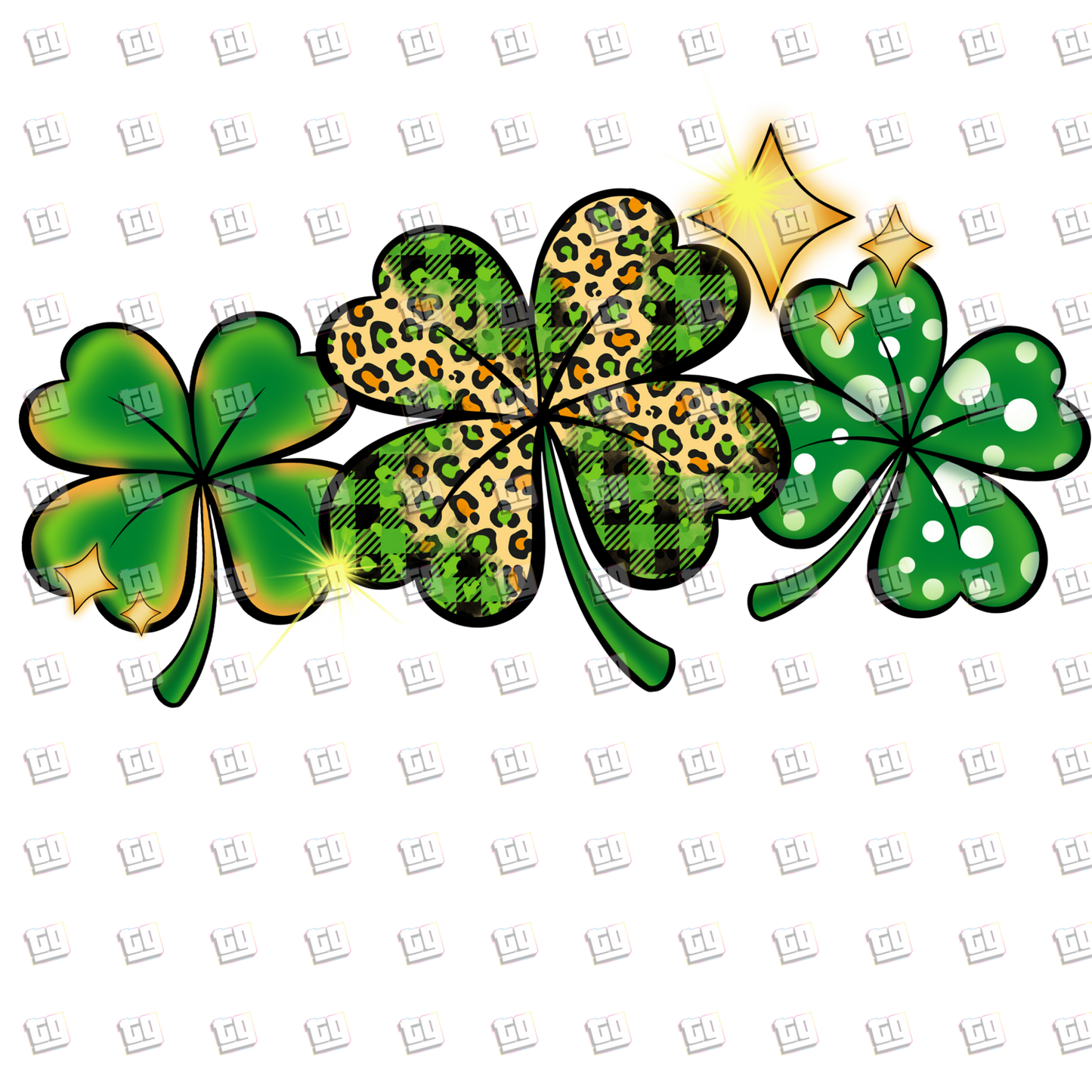 Three 4 Leaf Clovers - St. Patrick's Day - DTF Transfer