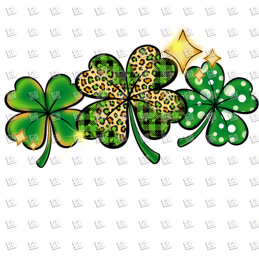 Three 4 Leaf Clovers - St. Patrick's Day - DTF Transfer