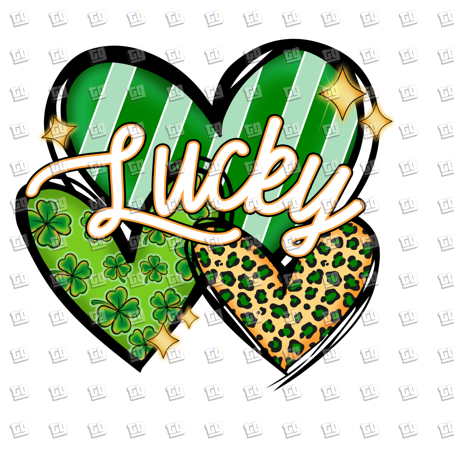 Lucky Green Hearts - St. Patrick's Day - DTF Transfer