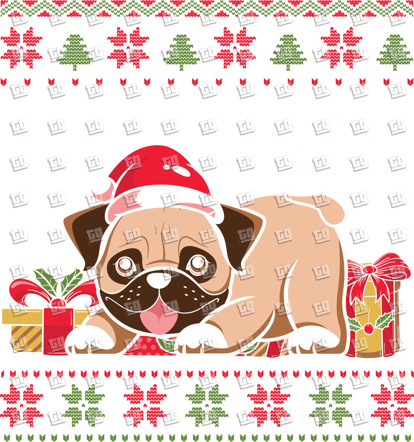 Ugly Sweater Christmas Puppy and Presents - Holidays - DTF Transfer