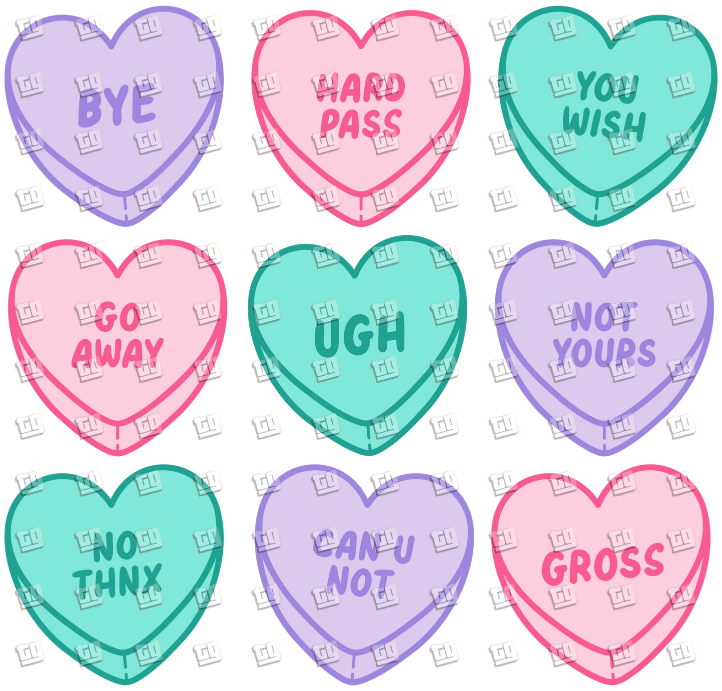 Anti-Valentine Club Colorful Hearts - Valentines - DTF Transfer
