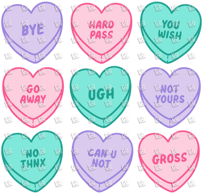 Anti-Valentine Club Colorful Hearts - Valentines - DTF Transfer