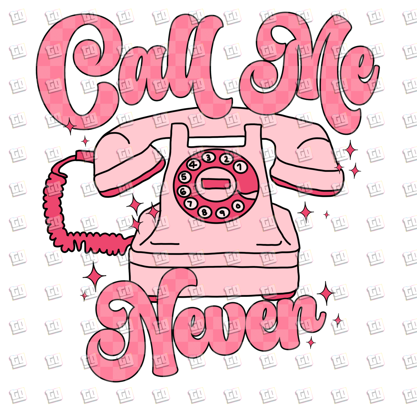 Call Me Never (Retro Telephone) - Valentines - DTF Transfer