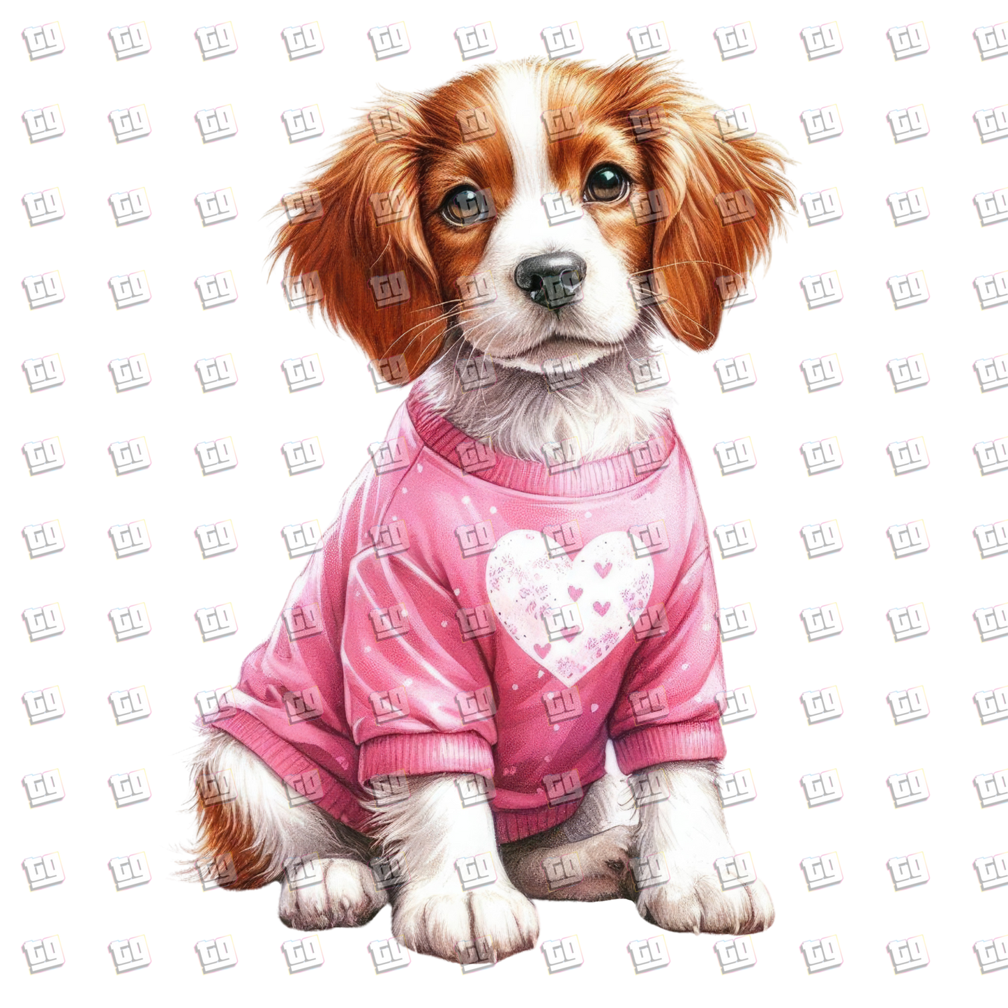 Dog In Pink Heart Sweater - Valentines - DTF Transfer