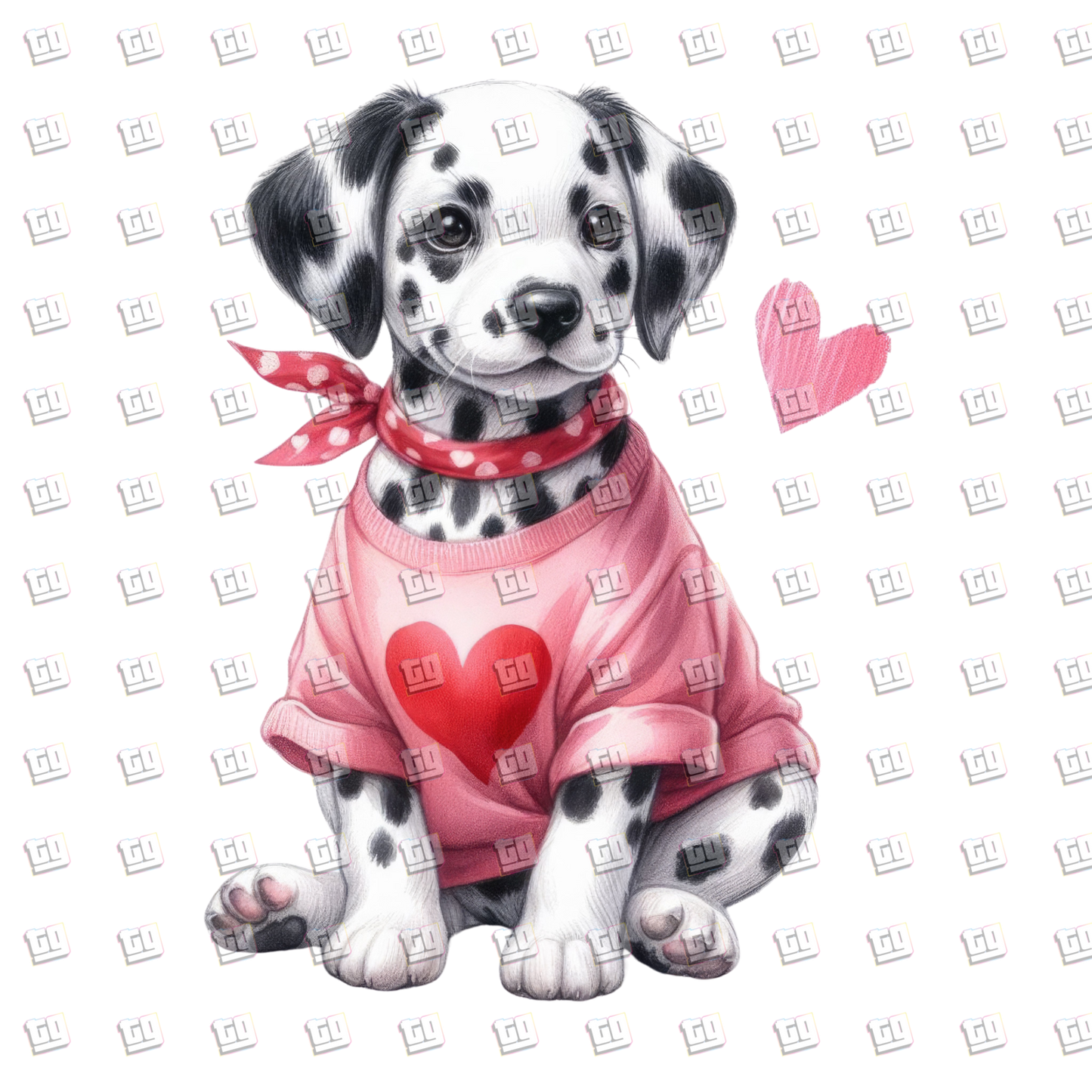 Dalmatian Dog In Pink Heart Sweater - Valentines - DTF Transfer