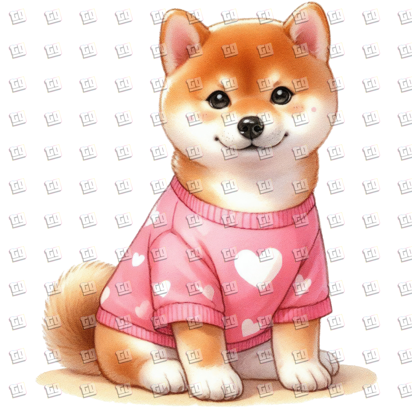 Pomeranian Dog In Pink Heart Sweater - Valentines - DTF Transfer