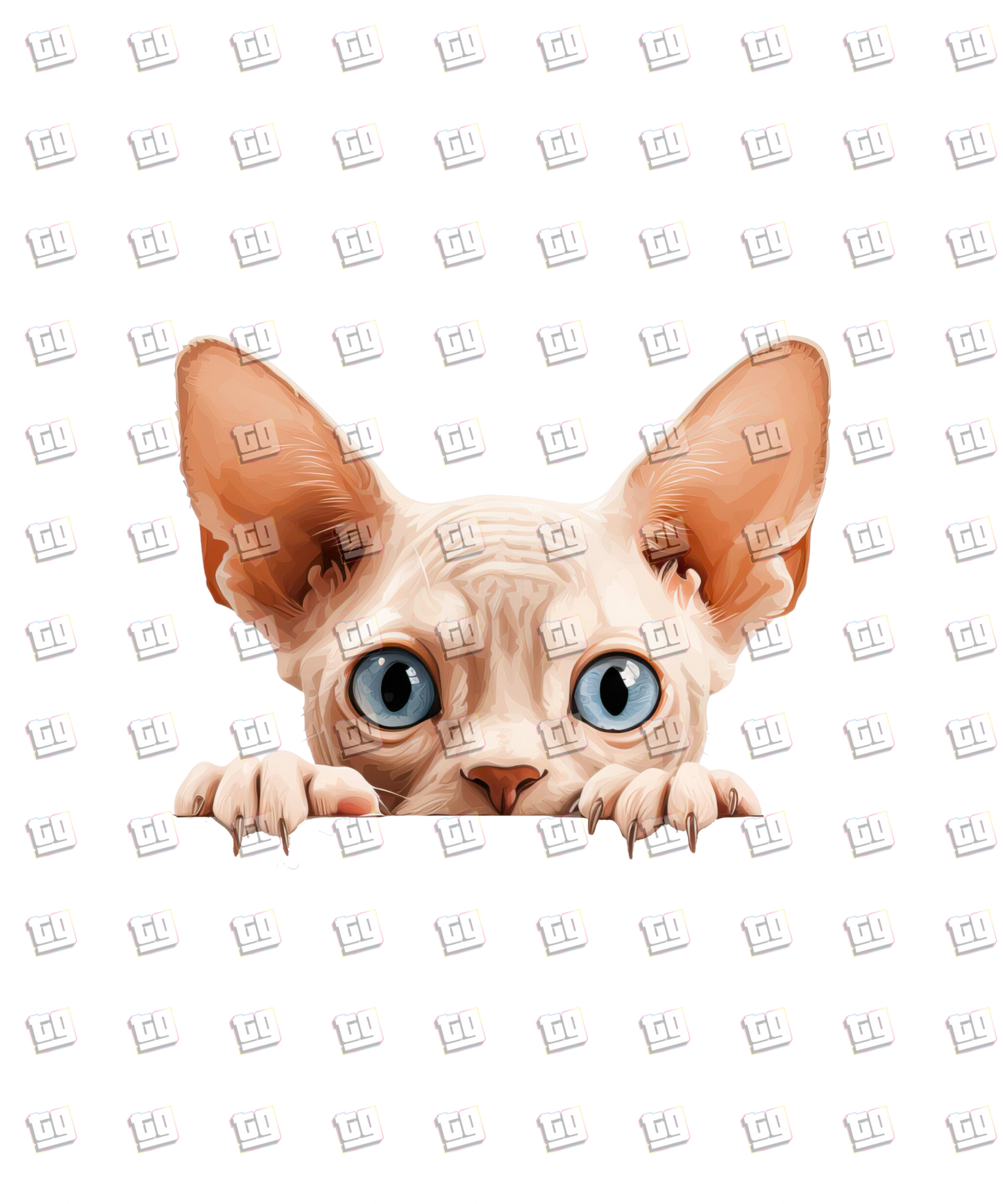 Devon Rex Cat Peeking - Cat - DTF Transfer