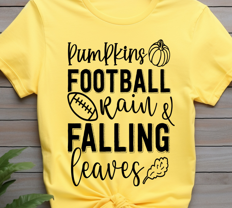 Pumpkins football rain and falling leaves - Football - DTF Transfer