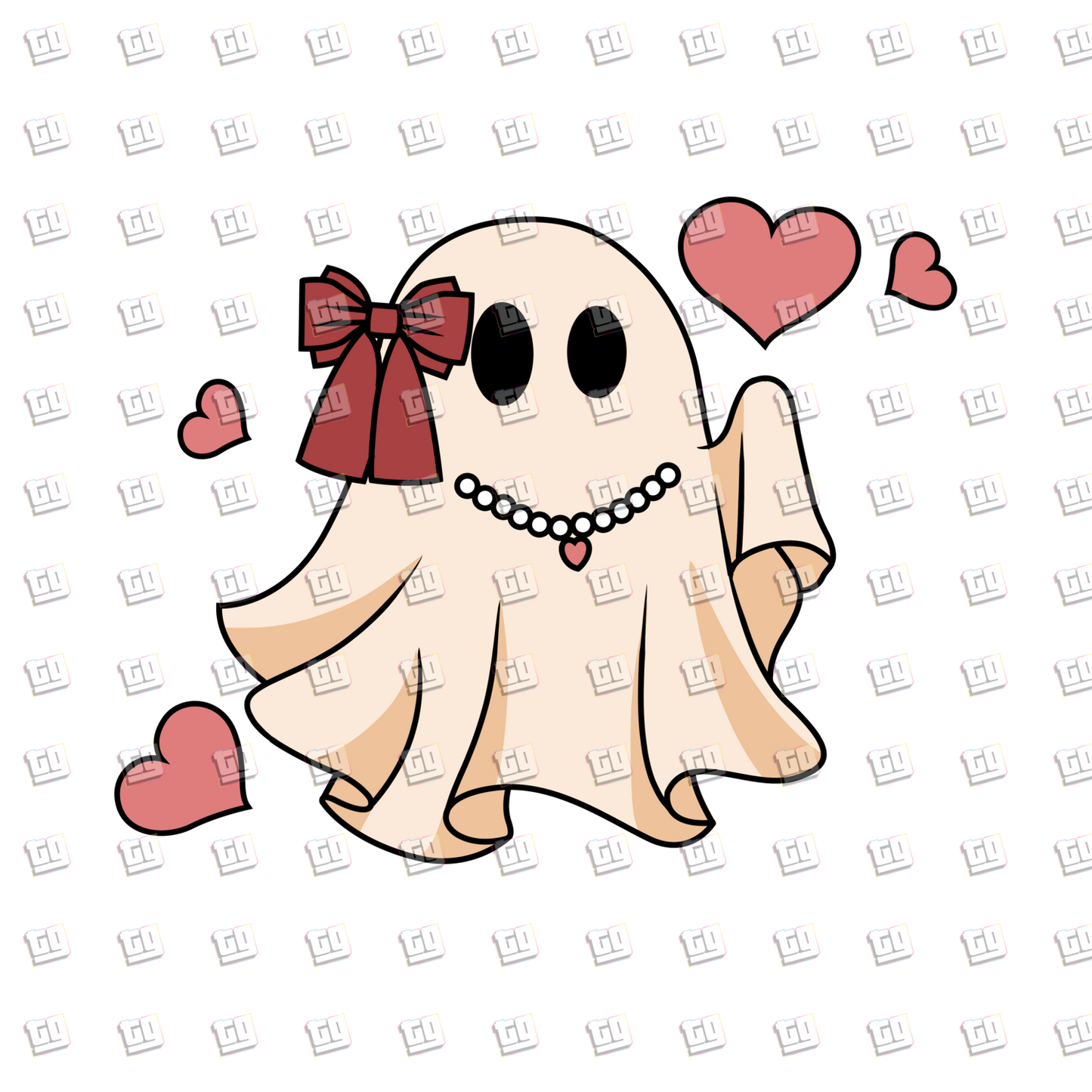 Retro Ghost Bead Necklace - Valentines - DTF Transfer