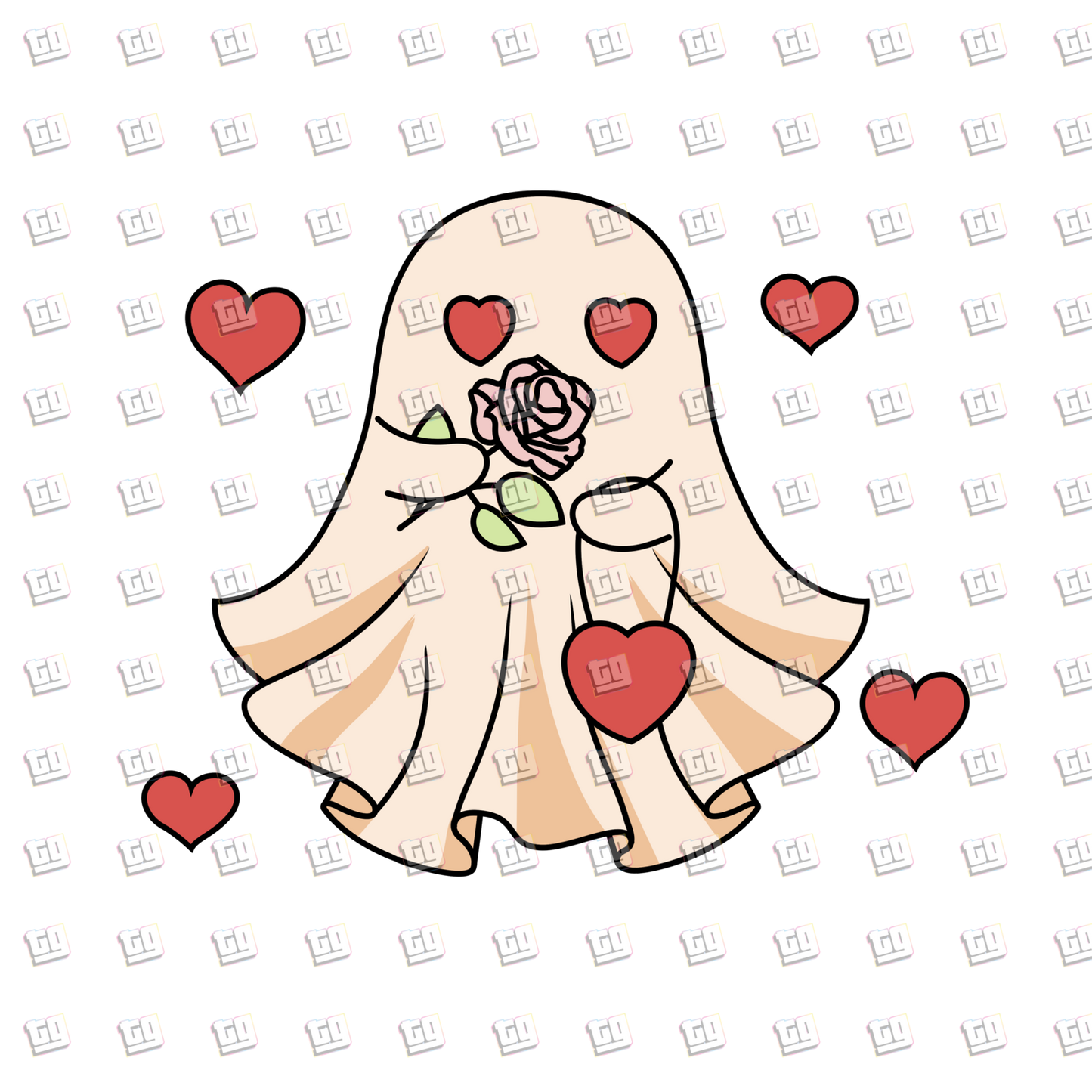 Retro Ghost Heart Purse - Valentines - DTF Transfer