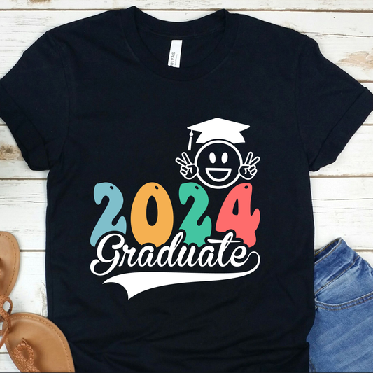 2024 Graduation Hat Smiley - Graduation 2024 - DTF Transfer