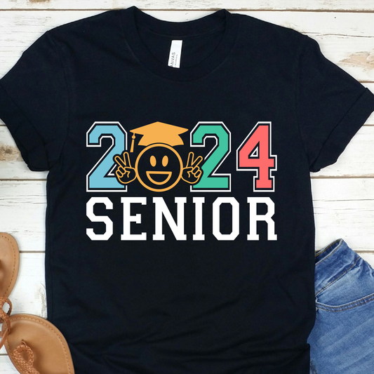 2024 Senior Grad Hat Smiley - Graduation 2024 - DTF Transfer