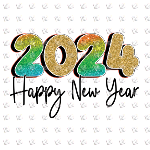2024 Happy New Year (Glitter, Sequins) - New Years - DTF Transfer