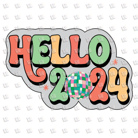 Hello 2024 (Vintage Colorful) - New Years - DTF Transfer