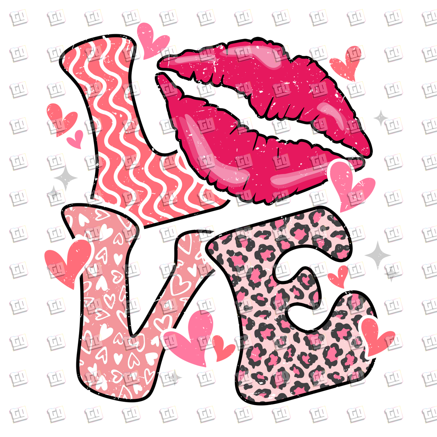 Love (Lips, Leopard)- Valentines - DTF Transfer