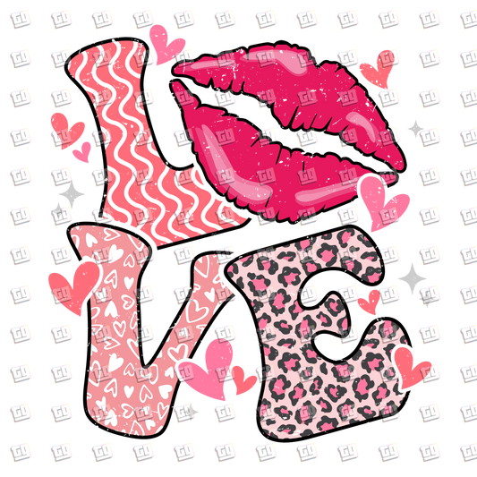 Love (Lips, Leopard)- Valentines - DTF Transfer