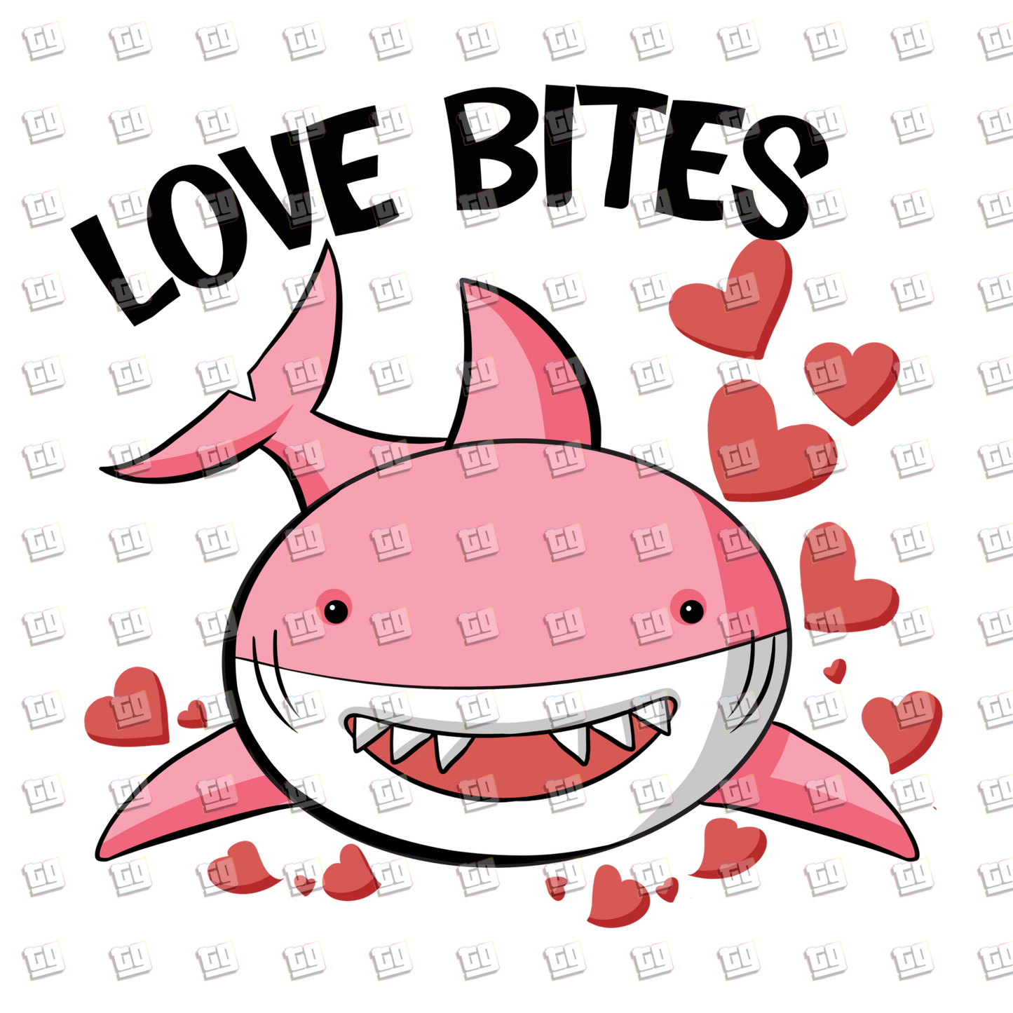 Love Bites (Pink Shark) - Valentines - DTF Transfer