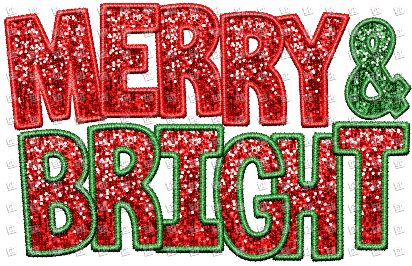 Merry and Bright Sequins Glitter - Holidays - DTF Transfer