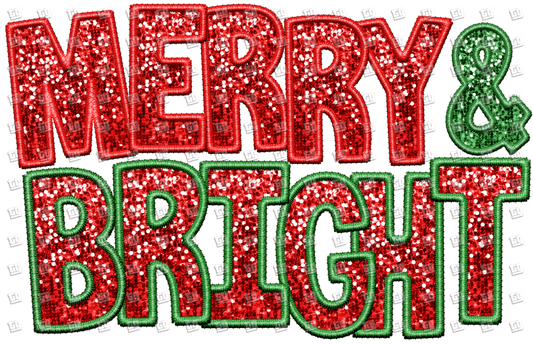 Merry and Bright Sequins Glitter - Holidays - DTF Transfer