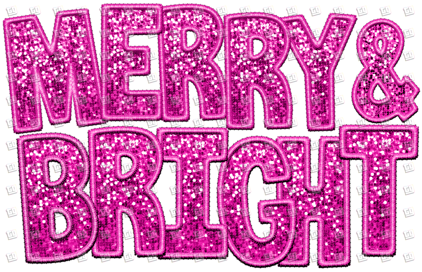 Merry and Bright Sequins Glitter Pink - Holidays - DTF Transfer