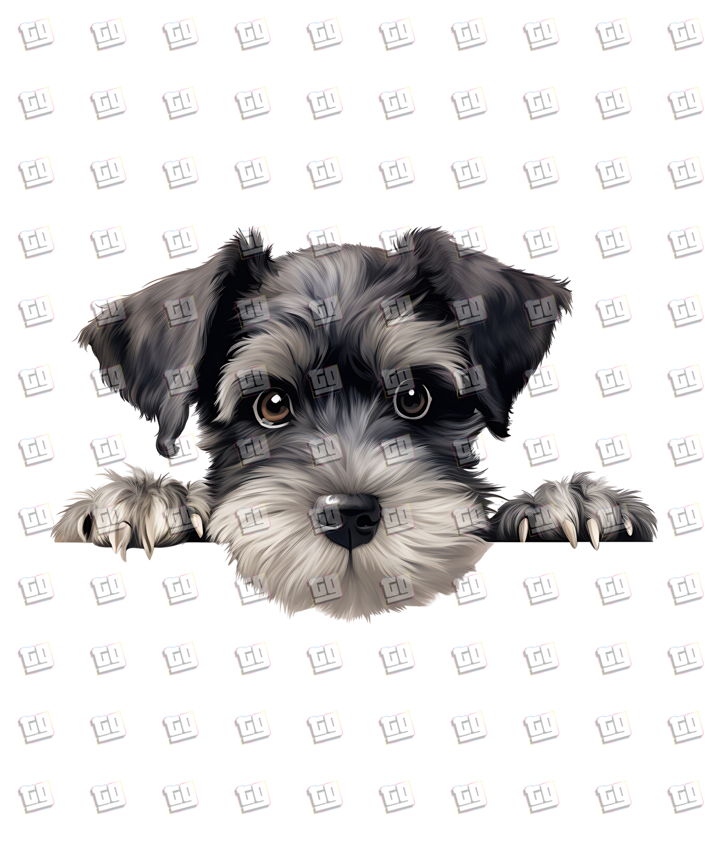 Miniature Shnauzer Dog Peeking - Dog - DTF Transfer