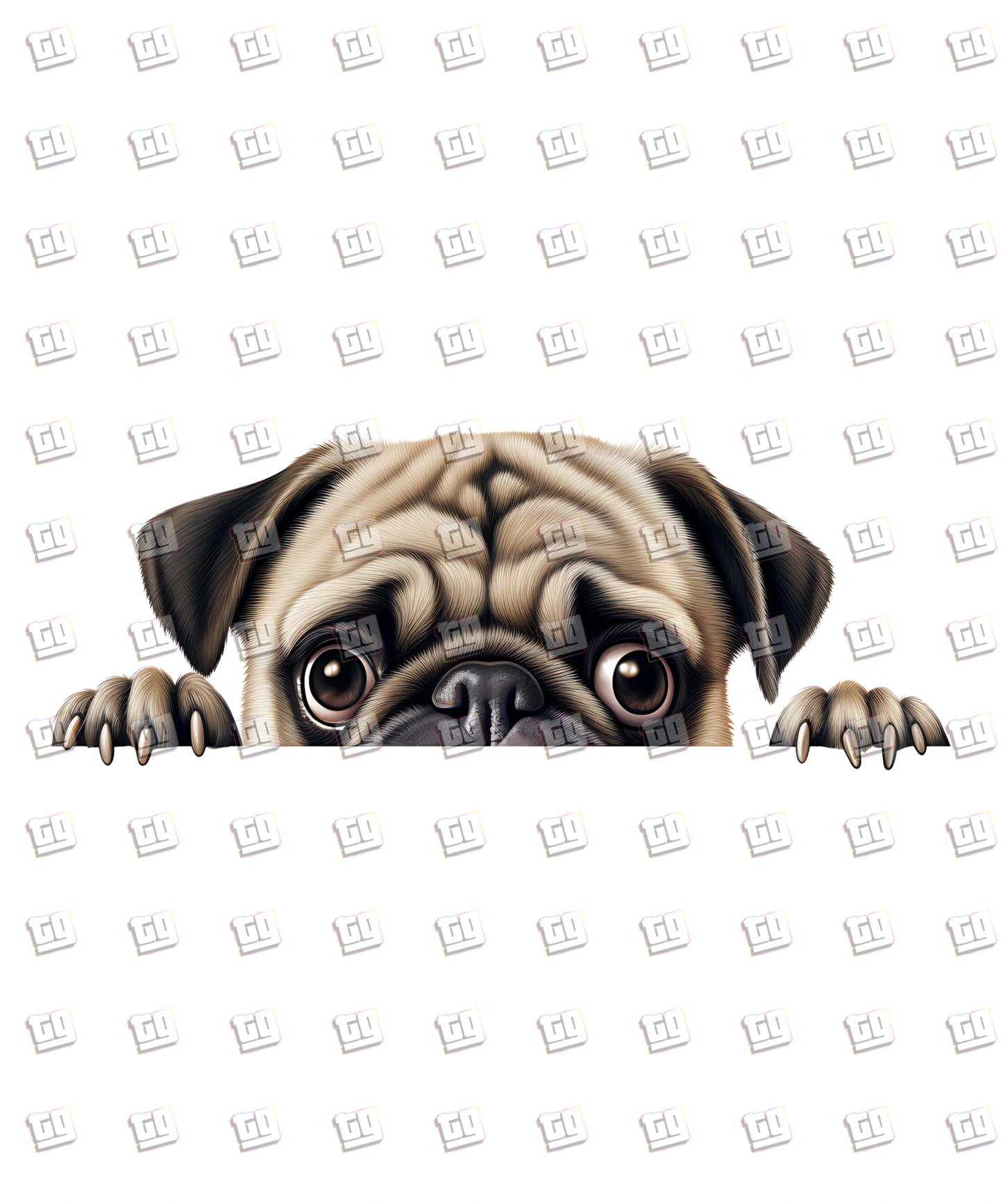 Pug Dog Peeking - Dog - DTF Transfer