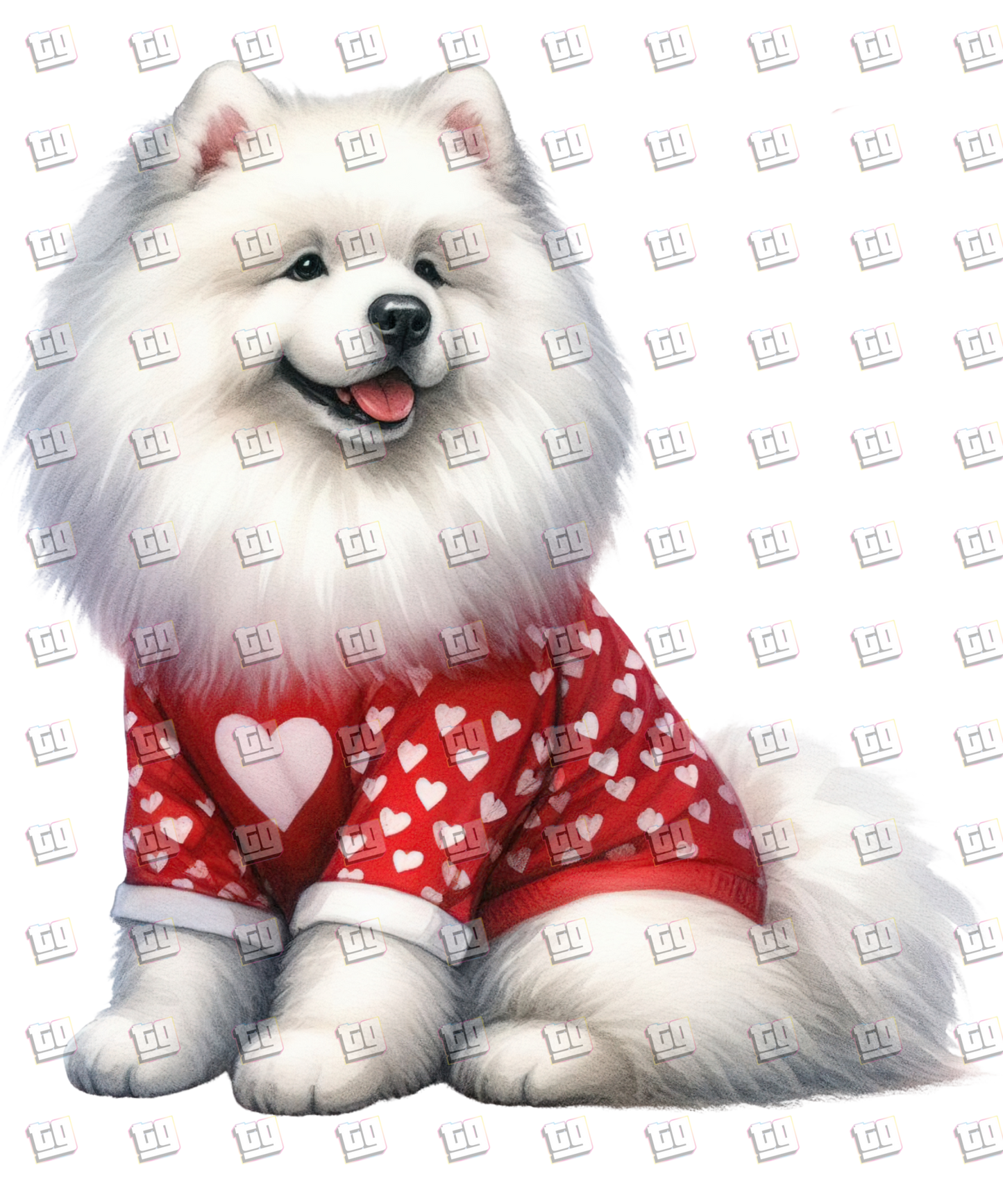 Puppy With Red Sweater (Hearts) V15 - Valentines - DTF Transfer