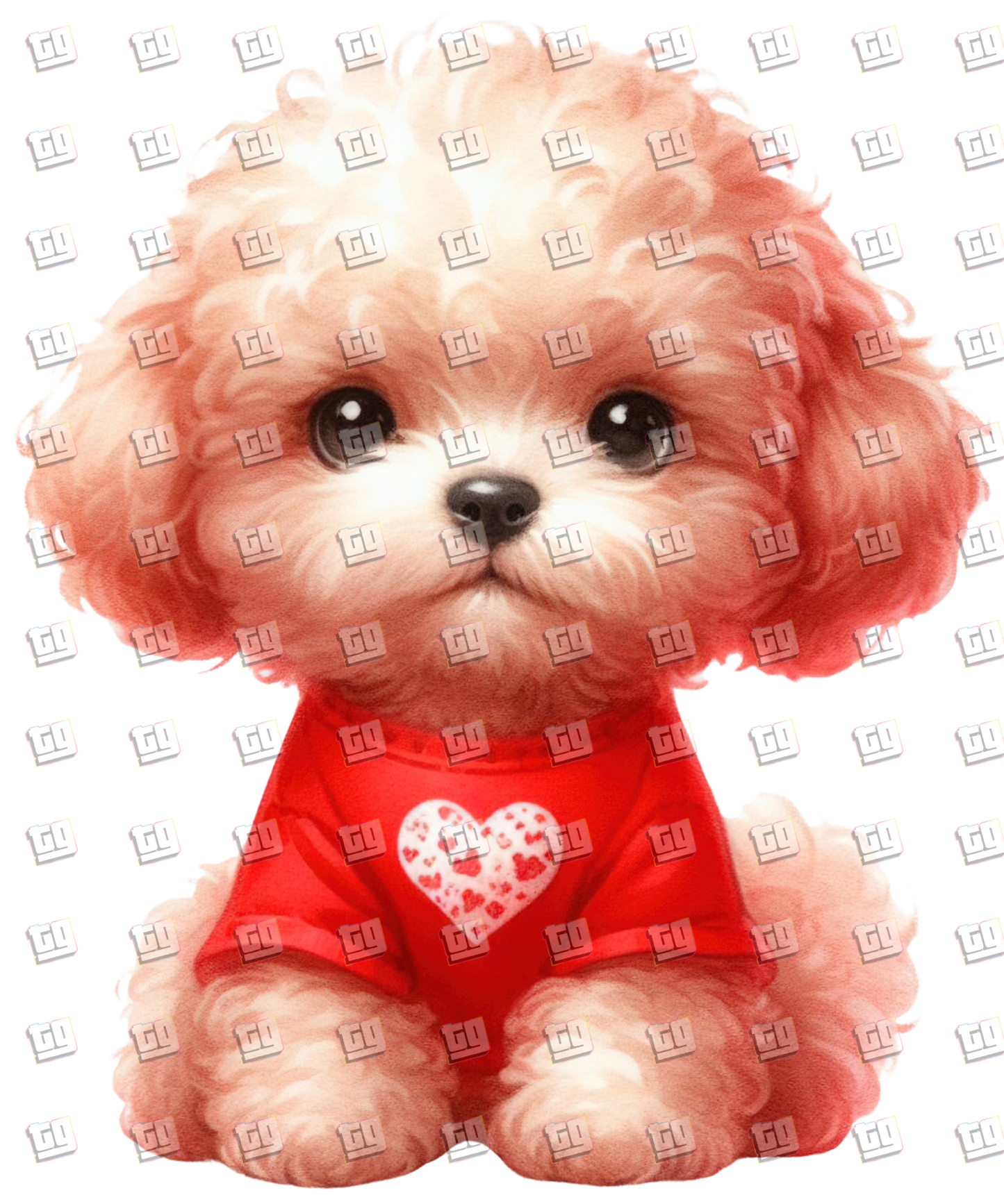 Puppy With Red Sweater (Hearts) V16 - Valentines - DTF Transfer