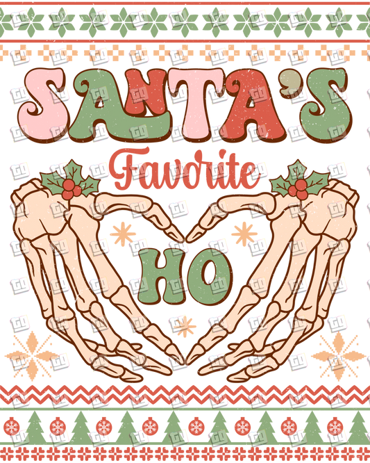 Retro Santa's Favorite Ho (Ugly Christmas Sweater) - Holidays - DTF Transfer